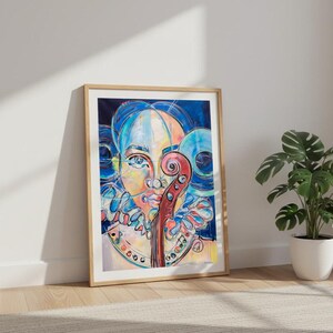 Synestezja, wydruk artystyczny, 30x40 cali, nowoczesny abstrakcyjny portret, kolorowa muzyka, żywe dzieło sztuki ściennej do salonu lub biura, bez ramki