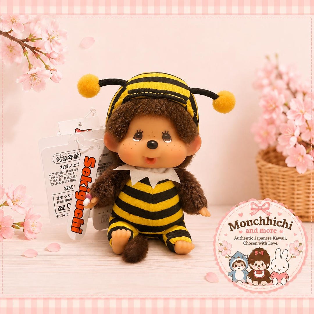 Sekiguchi Monchhichi Bee Plush モンチッチ　ハチ Authentic Sekiguchi Monchhichi Bumblebee Keychain | Japan