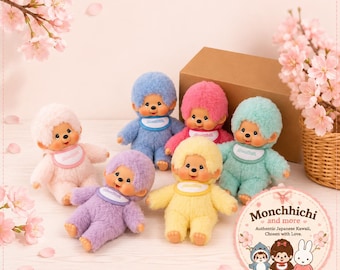 ヴィンテージ限定 - 眼鏡をかけた大きな頭のモンチッチ、ピンクの