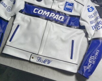 BMW Compaq Motorbike Leather Jacket New BMW COMPAQ Motorcycle Biker Leather Jacket