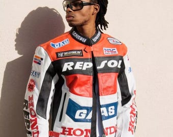 Honda Repsol Motorbike Leather Jacket New Honda Motorcycle Biker Leather Jacket