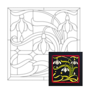 N1 Blommönster för målat glas • Ladda ner utskrivbar PDF och PNG