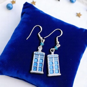 Pendientes inspirados en Dr. Who / Pendientes Tardis / Pendientes colgantes / Joyería