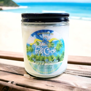 Coconut Lime Scented Soy Candle |  Happy Paradise | Tropical Scented Candle