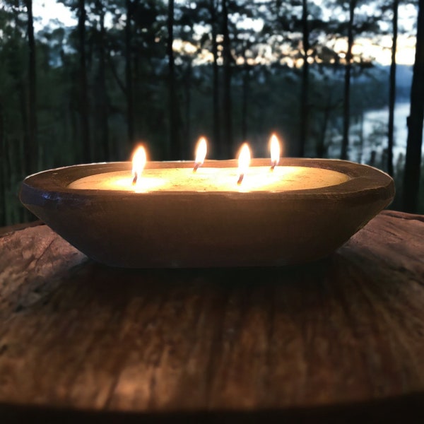 Dough Bowl Soy Candle / 3-4 wick Wood Bowl Candle / Bread Bowl Candle / Pure Soy Candle / Scented Candle / Handpoured / Farmhouse Decor