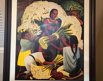 Diego Rivera 'The Flower Vendor' Matted Framed Art