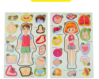 Montessori Toy Wooden Anatomy Puzzle for Kids, Human Body Puzzle, Educational Toddler Toy Preschool Learning Anatomy Gift for Boys Girls