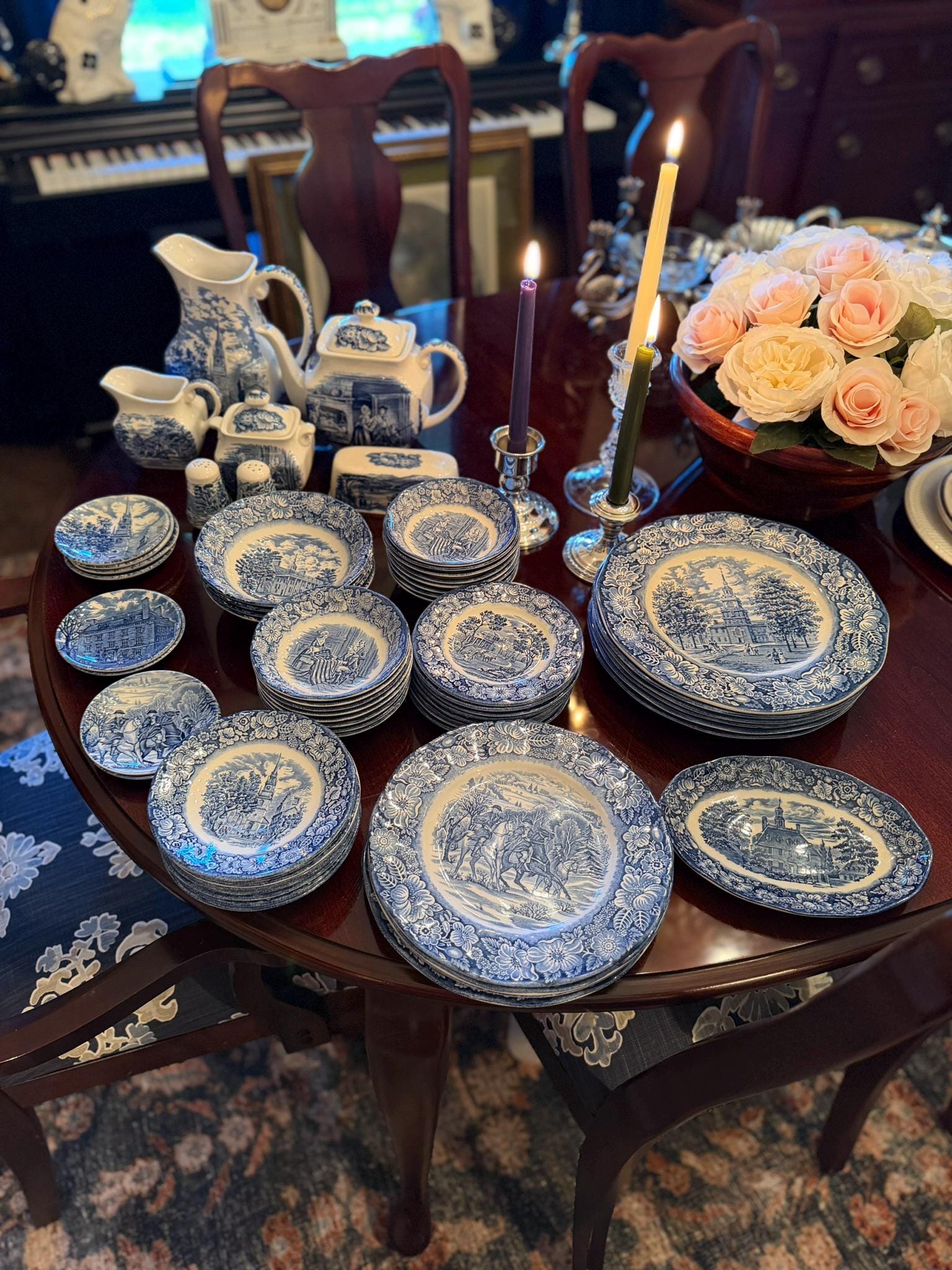 Vintage Blue and White Dinnerware - Etsy