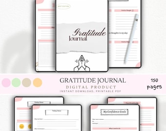 Gratitude Journal | Daily Mindfulness & Self Care Notebook | Positive Reflection Printable