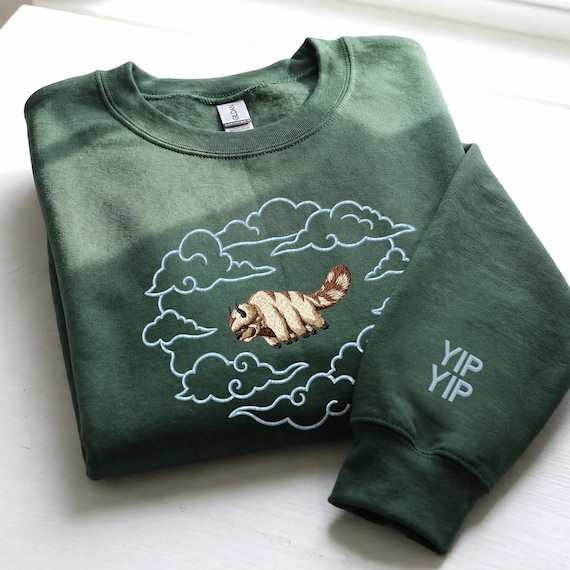 Embroidered Anime Sweatshirt, Flying Bison Shirt, Movie Embroidered Hoodie, Anime Aesthetic Gift for Fans