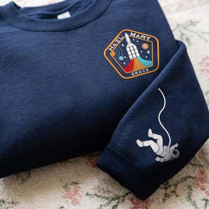 Maglietta per neonati con ricamo "Project Mary Voyage", maglietta "Commander Grace Moon", felpa "Hail Space Ship", abbigliamento vintage a tema fantascienza e galassia.