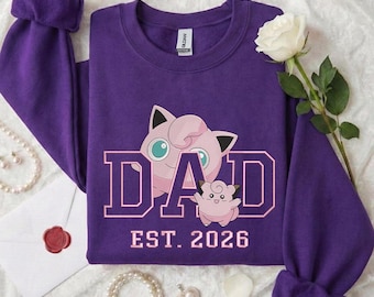 Besticktes Feuerdrachen-T-Shirt, Wasserschildkröten-Sweatshirt, rosa Monster-Hoodie, Vintage Papa Est 2026 Retro Vaterschaftskleid