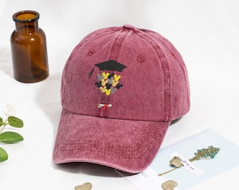 Gorra de béisbol de graduación de Mickey bordada, gorra de papá con diploma estilo vintage y lavado, gorra retro de perfil bajo con orejas de ratón.