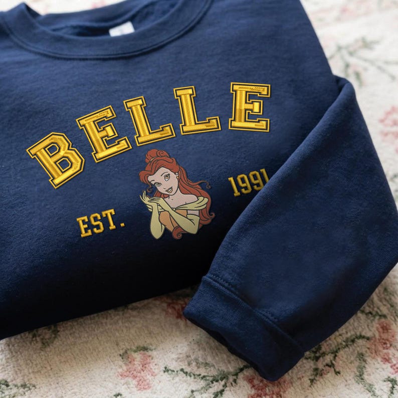 Embroidered Disney Princess Varsity Sweatshirt, Retro Vintage Aesthetic T-shirt, Movie Lover Gift Baby Tee, Theme Park Trip Outfit image 5
