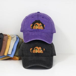 Bestickte Disney Scar Lion King Baseballkappe, Vintage 90er Jahre Bösewicht Washed Dad Mütze, Retro Film Fan Trucker Kappe, Freizeitpark Ausrüstung