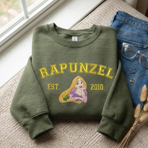 Embroidered Disney Princess Varsity Sweatshirt, Retro Vintage Aesthetic T-shirt, Movie Lover Gift Baby Tee, Theme Park Trip Outfit image 9