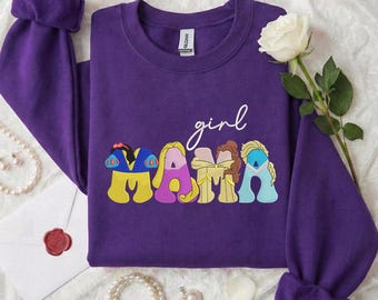 Camiseta bordada de Princesa Disney Mamá, Sudadera Retro para Niña Mamá, Sudadera con capucha de Blancanieves, Bella, Rapunzel y Elsa, Top con Diseño de Personaje Vintage