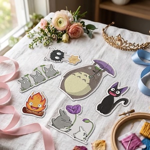 Anime Forest Spirit Vintage aangepaste geborduurde patch, retro kawaii opstrijkbare patch, cartoon liefhebbers cadeau klittenband patch, jasdecoratie