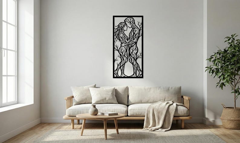 Uomo e donna SVG PNG DXF Decorazione murale con ramo d'albero, design ...