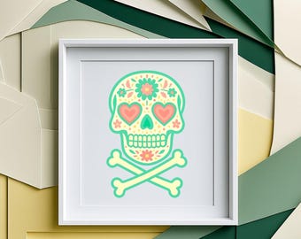 Candy Skull SVG: Kawaii Tee Design (Instant Download)