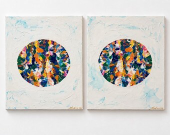 Convergence No. 3 – Echo | Original Textured Abstract Acrylic Diptych Painting