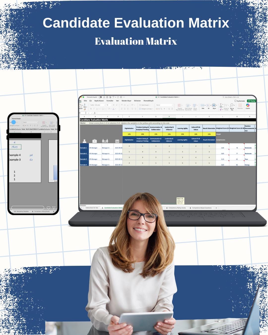 Candidate Evaluation Matrix | HR Competency Assessment Excel Template ...