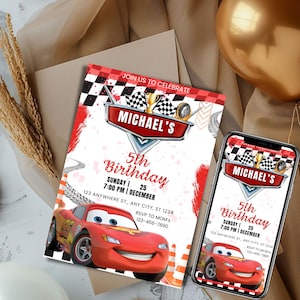 Race Car Birthday Invitation, Speed Car Party Invite, Editable Kids Birthday Template, Printable Party Invitation, DIY Race Theme Party