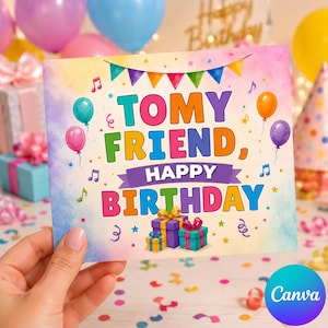 Druckvorlage für eine Toffifee-Verpackung zum Geburtstag mit drehbarer Scheibe, personalisiertes Geldgeschenk, digitaler Download, bearbeitbar mit Canva