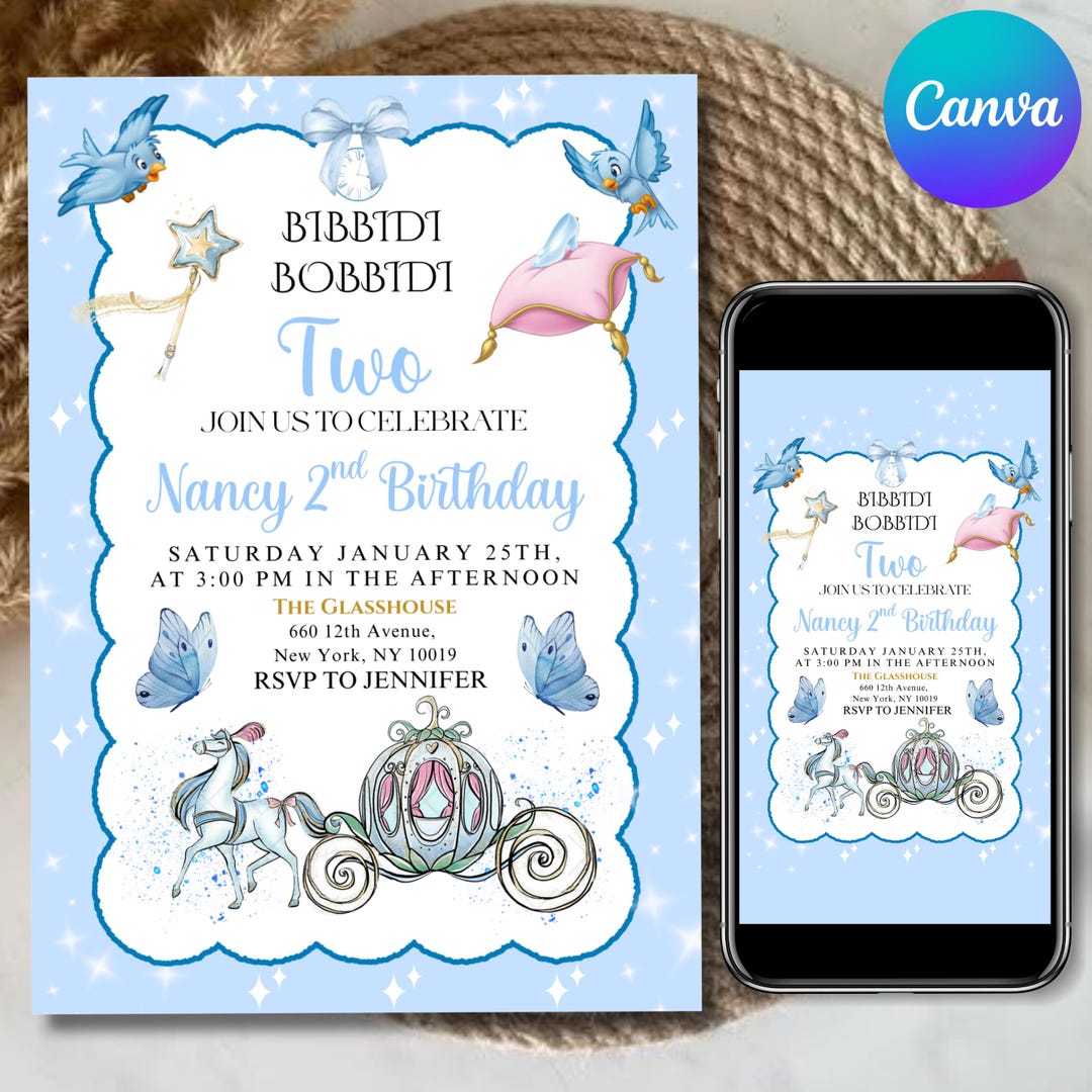 Bippity Boppity Two Birthday Invitation Template, Birthday Party Invite ...