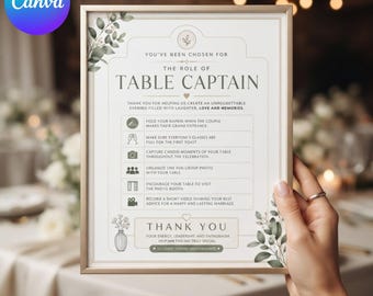 Wedding Table Captain Sign. Modern Minimalist Guest Icebreaker Activity. Edit In Canva (Digital Download)