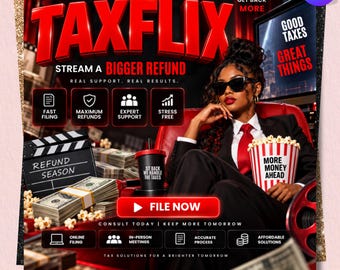 Taxflix Flyer For Tax Season, Modern Tax Prep Flyer, Accountant Marketing Flyer, Editable Tax Refund Preparation, Canva Tax Business Flyer
