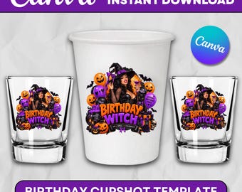 Styrofoam Cup Sticker Template, Halloween Birthday Design, Styrofoam Cup Sticker,Shot Glass and T-Shirt Design, Horoscope Sublimation Design
