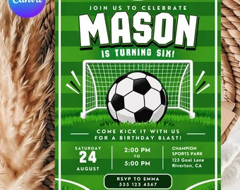 Football Birthday Party Invite, Kid Digital Sport Party Invitation, Soccer Party Invitation, American Football Touchdown Party Invitation