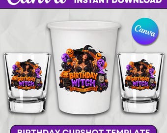 Styrofoam Cup Sticker Template, Halloween Birthday Design, Styrofoam Cup Sticker,Shot Glass and T-Shirt Design ,Horoscope Sublimation Design
