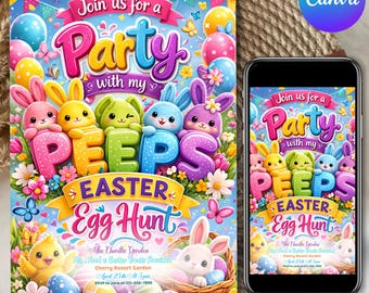 Invito alla caccia alle uova di Pasqua, festa con i miei amici, invito coniglietto pasquale, uovo di Pasqua dorato, invito alla festa di Pasqua, download immediato, modificabile con Canva