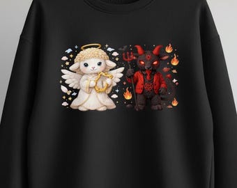 Faux Crochet Angel Devil PNG, Good vs Evil Graphic (Digital Download