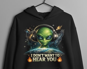 Funny Alien Headphones PNG, Sarcastic Space Graphic (Digital Download)
