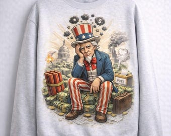 Political Satire PNG, Uncle Sam Money Illustration, Anti Politics Sweatshirt Design, Sarcastic Political Art