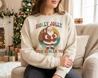 Vintage Santa Christmas Sweatshirt Design, Retro Xmas Graphic (Digital Download)