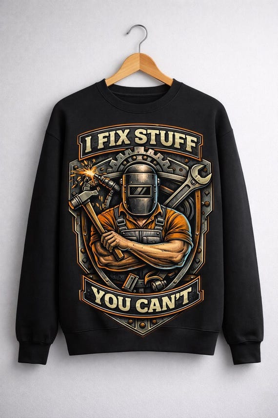 I Fix Stuff Shirt PNG, Mechanic Welder Graphic, Blue Collar Dad Gift, Trucker Sweatshirt Design