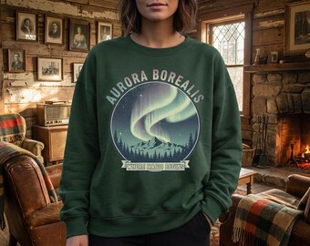 Aurora Borealis Sweatshirt Design, Vintage Northern Lights PNG (Digital Download)