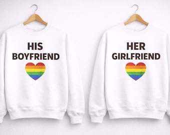LGBTQ Pride Couple Sweatshirt Design, Rainbow Heart (Digital Download)
