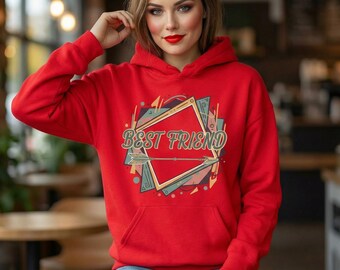 Best Friend Hoodie Design, Friendship Quote Sweatshirt Print, Retro Arrow Graphic, Printable Hoodie PNG, Digital Download