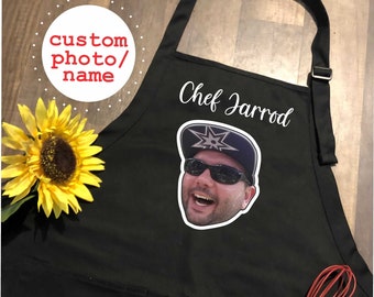 PHOTO APRON - Custom Photo Adult Apron, Personalized, Custom Picture, Custom Text, Face Apron, Dog Apron