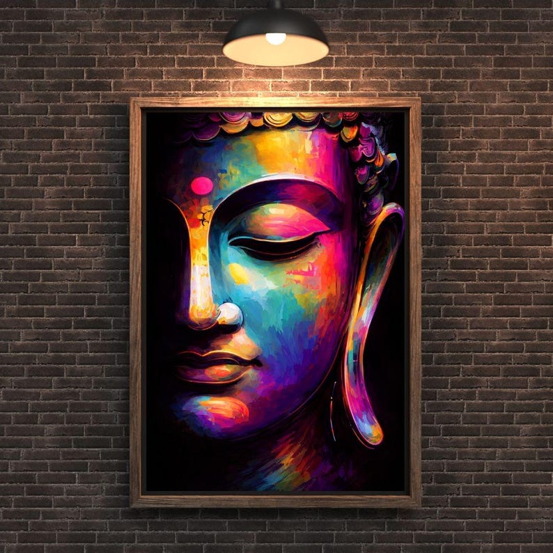 Colorful Buddha Wall Art, Abstract Buddha Canvas Print, Modern ...