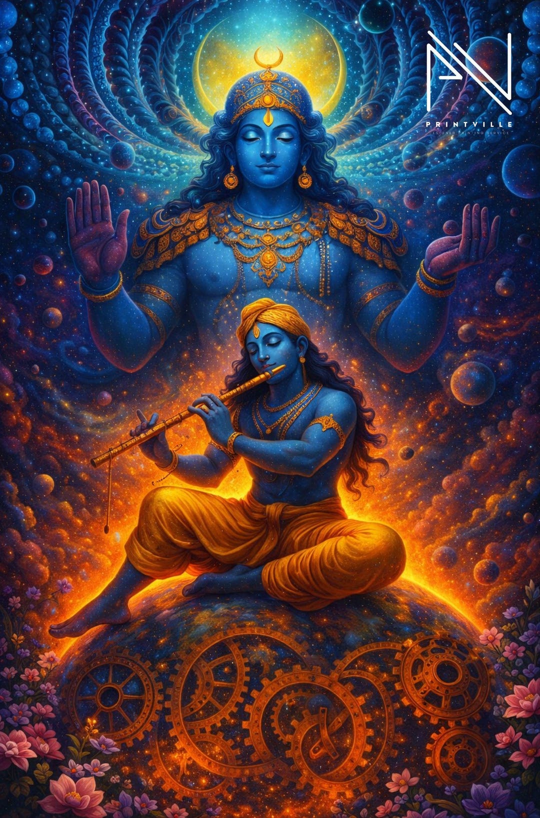 Cosmic Krishna Wall Art Print | Lord Vishnu & Krishna Universe ...