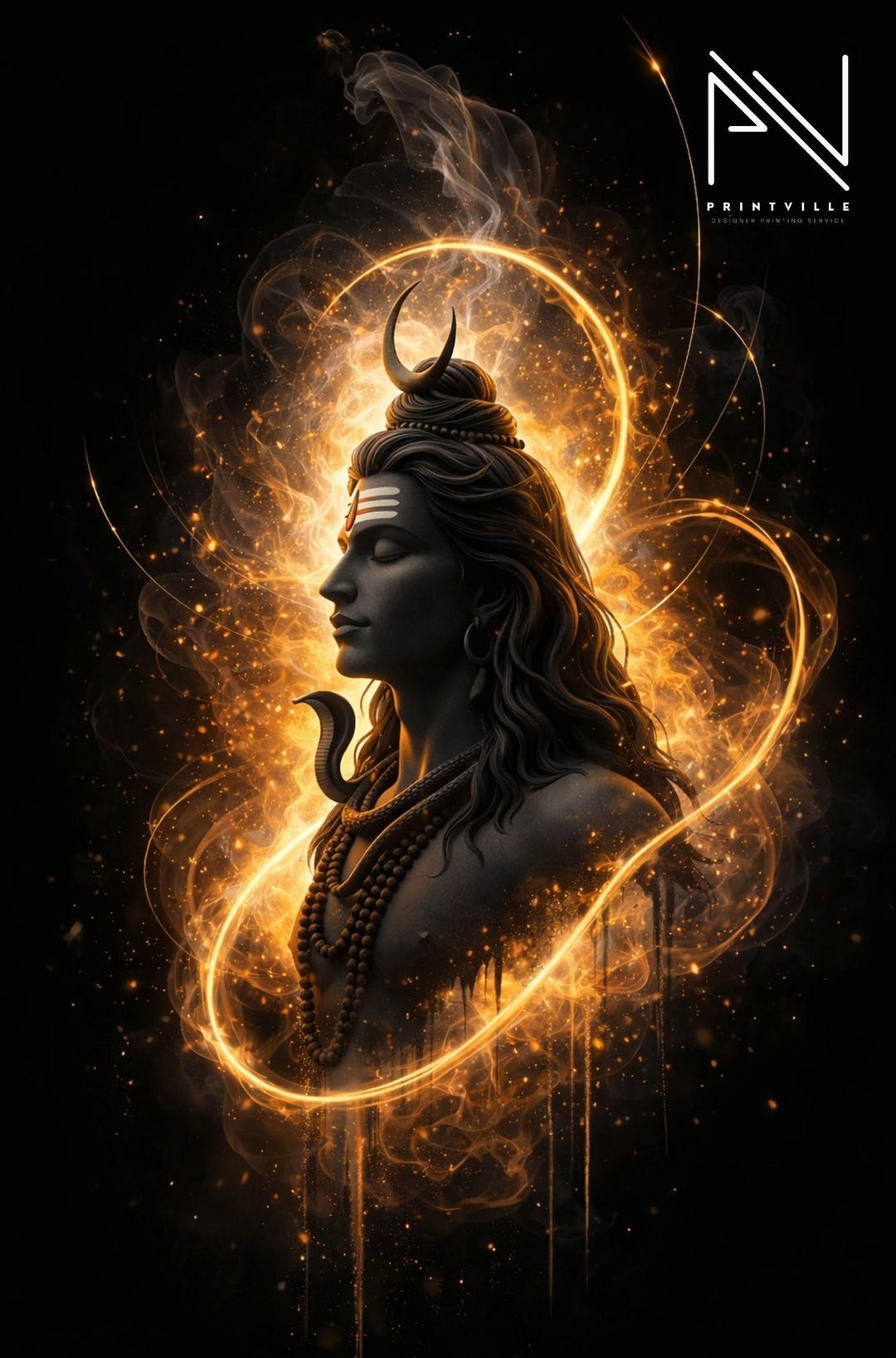 Lord Shiva Meditation Wall Art, Divine Mahadev Side Profile Artwork ...
