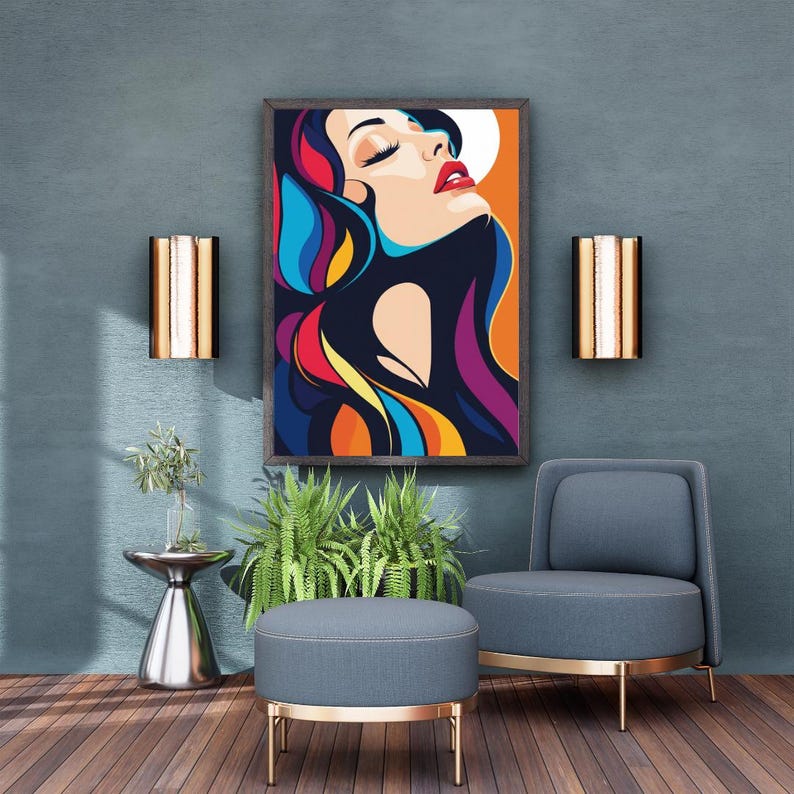 Colorful Pop Art Woman Wall Art Modern Female Portrait Poster colorful-pop-art-woman-wall-art-modern-female-portrait-poster