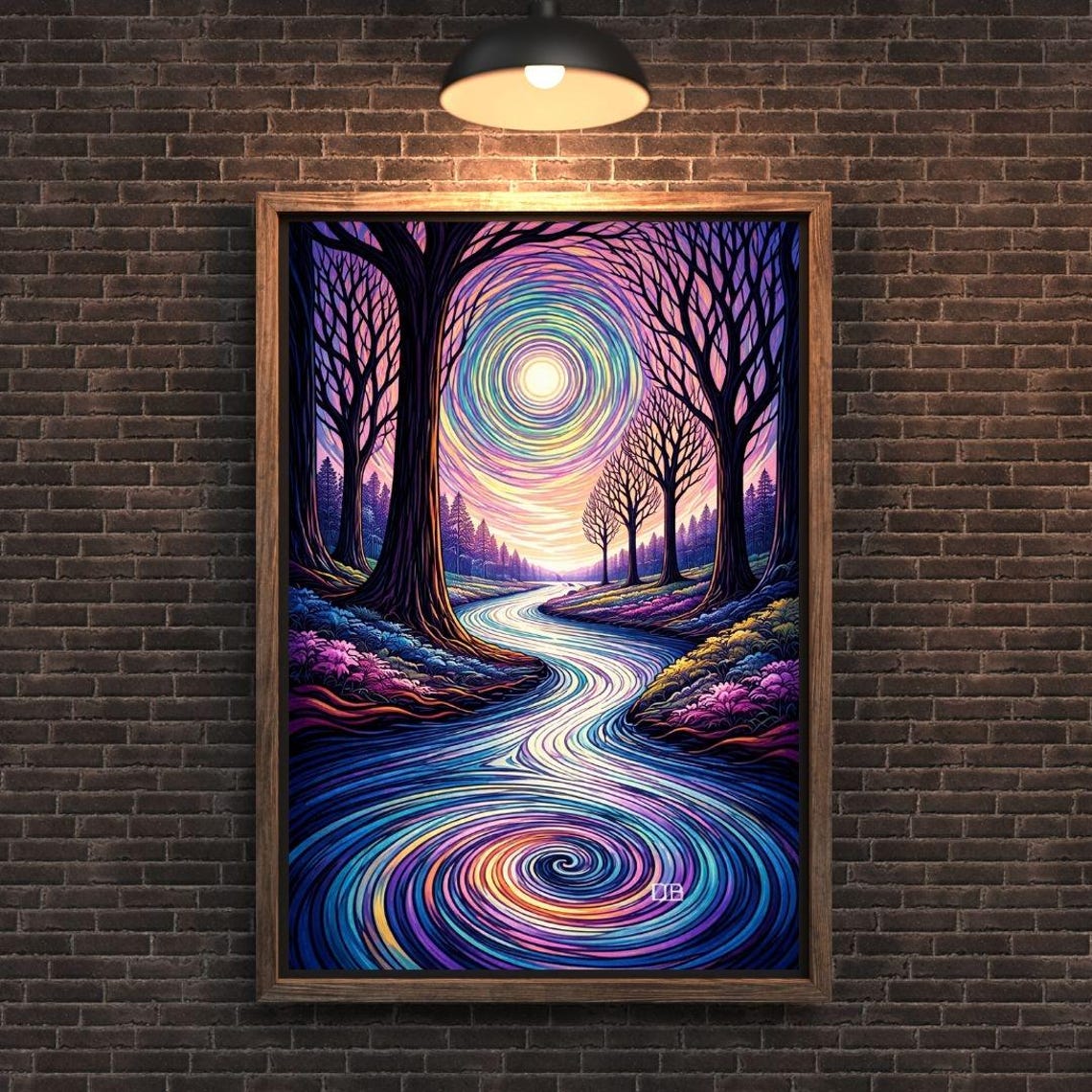 Psychedelic Forest Wall Art, Colorful River Landscape Print, Trippy ...