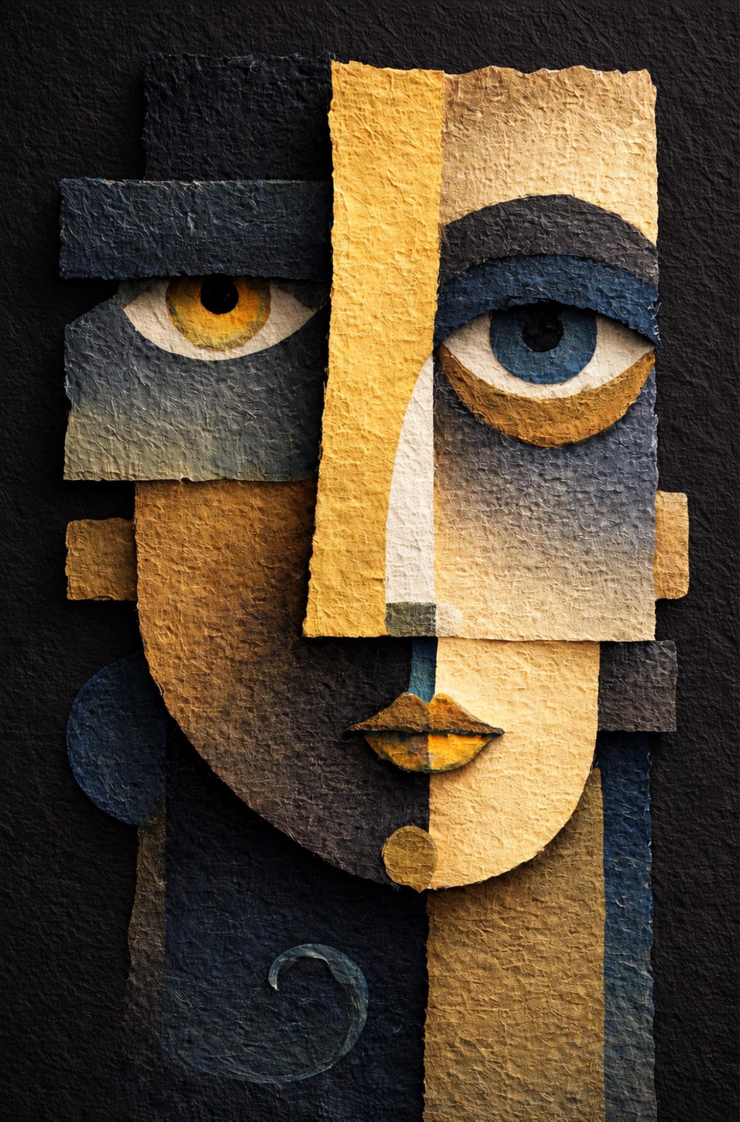 Cubist Face Wall Art, Abstract Portrait Painting, Modern Geometric Face ...